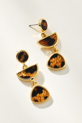 By Anthropologie Animal Print Drop Earrings In Brown