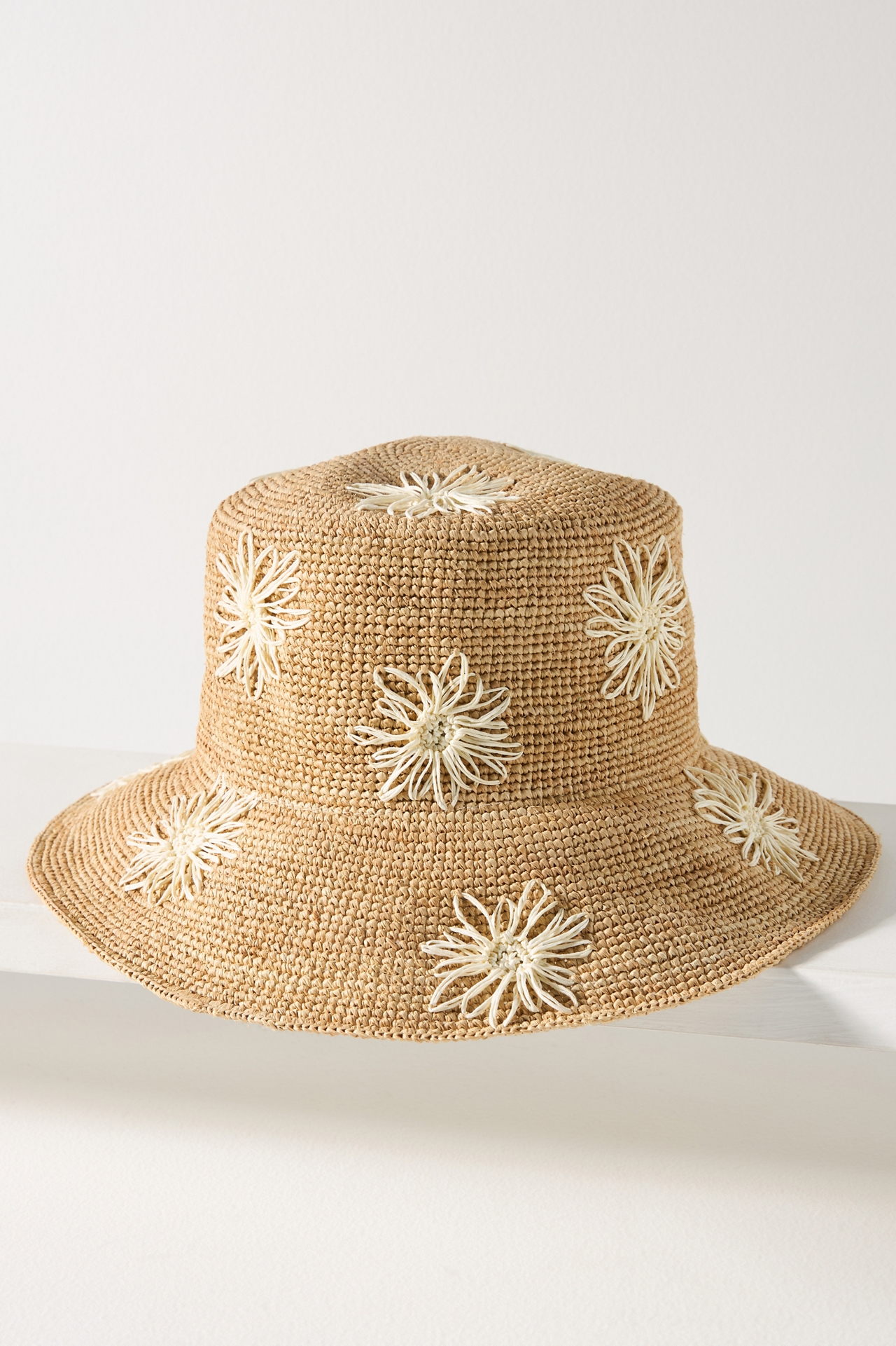 San Diego Hat Co. Floral Embroidered Straw Bucket