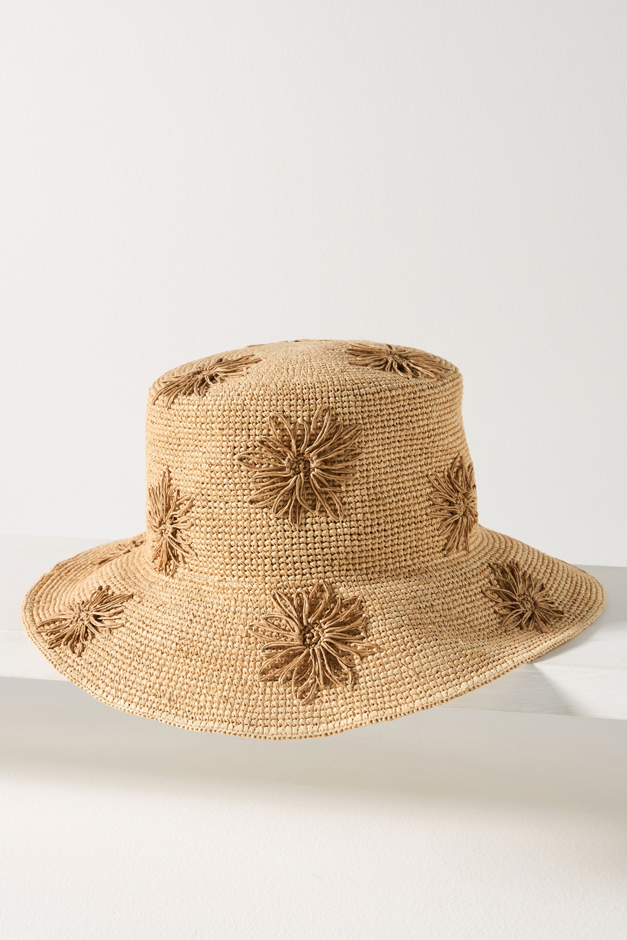 San Diego Hat Co. Floral Embroidered Straw Bucket