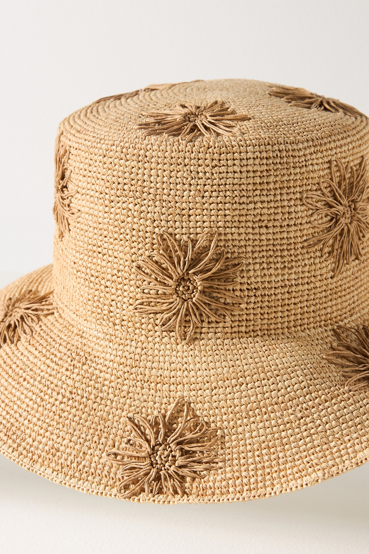 San Diego Hat Co. Floral Embroidered Straw Bucket