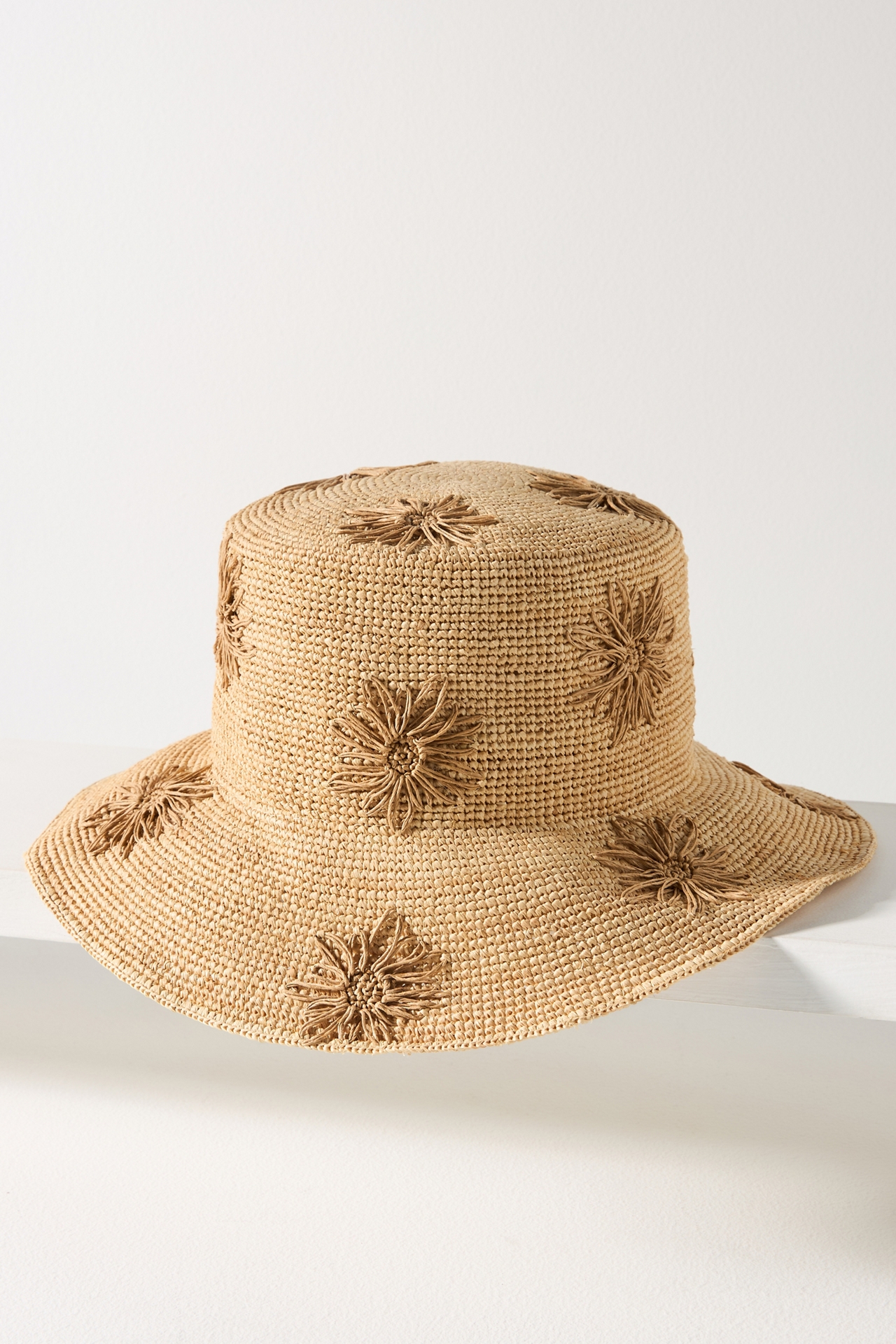 San Diego Hat Co. Floral Embroidered Straw Bucket