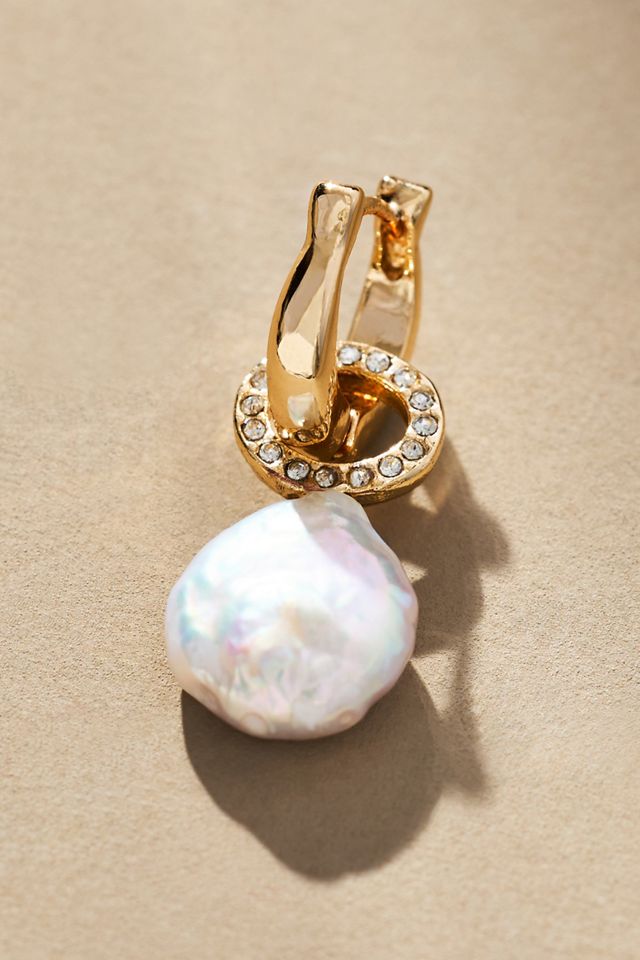 Pearl Huggie Hoop Earrings #1