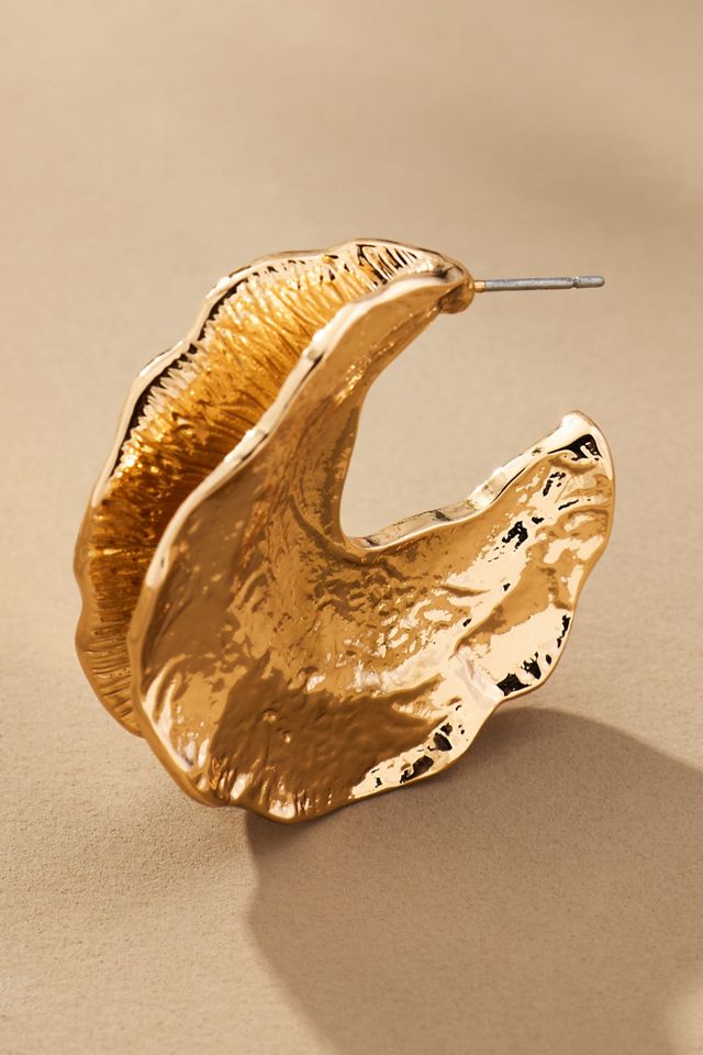Thick Textured Metal Hoop Earrings #1