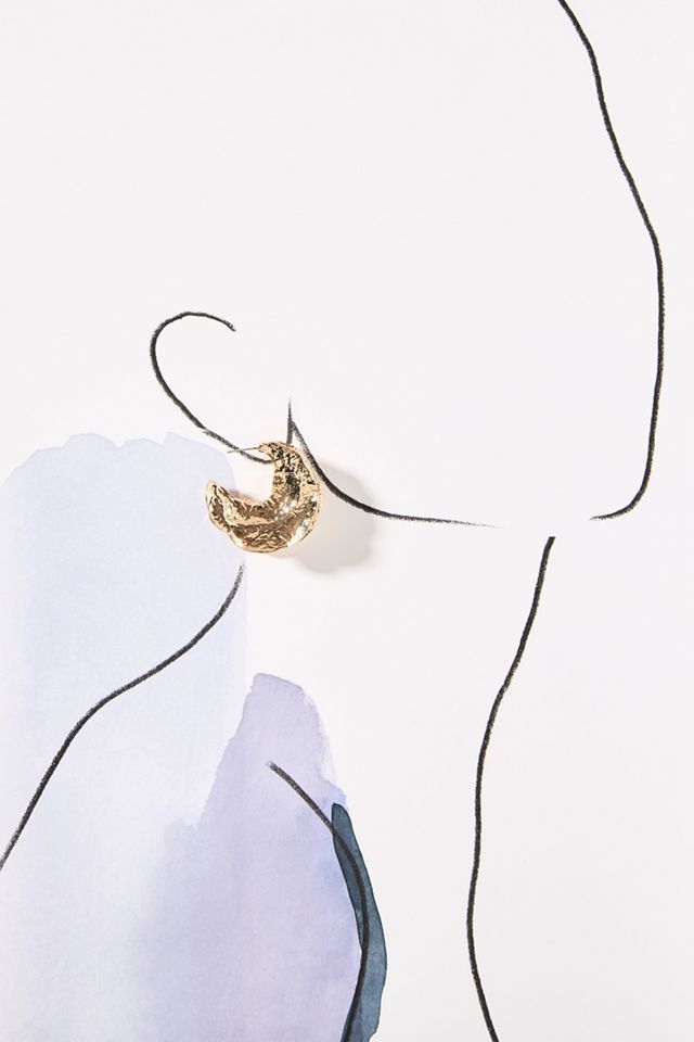 Thick Textured Metal Hoop Earrings #2