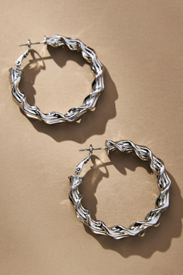 By Anthropologie Twisted Molten Hoop Earrings
