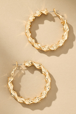By Anthropologie Twisted Molten Hoop Earrings