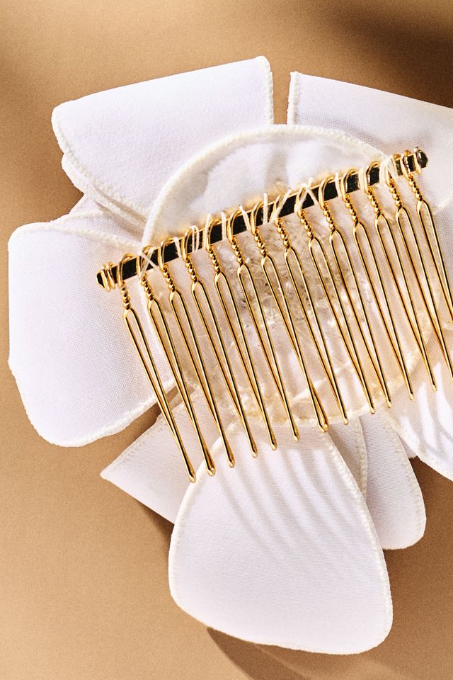 Twigs & Honey Hand-Embroidered Flower Hair Comb #1