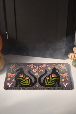 Mystic Cat Plum Coir Printed Doormat