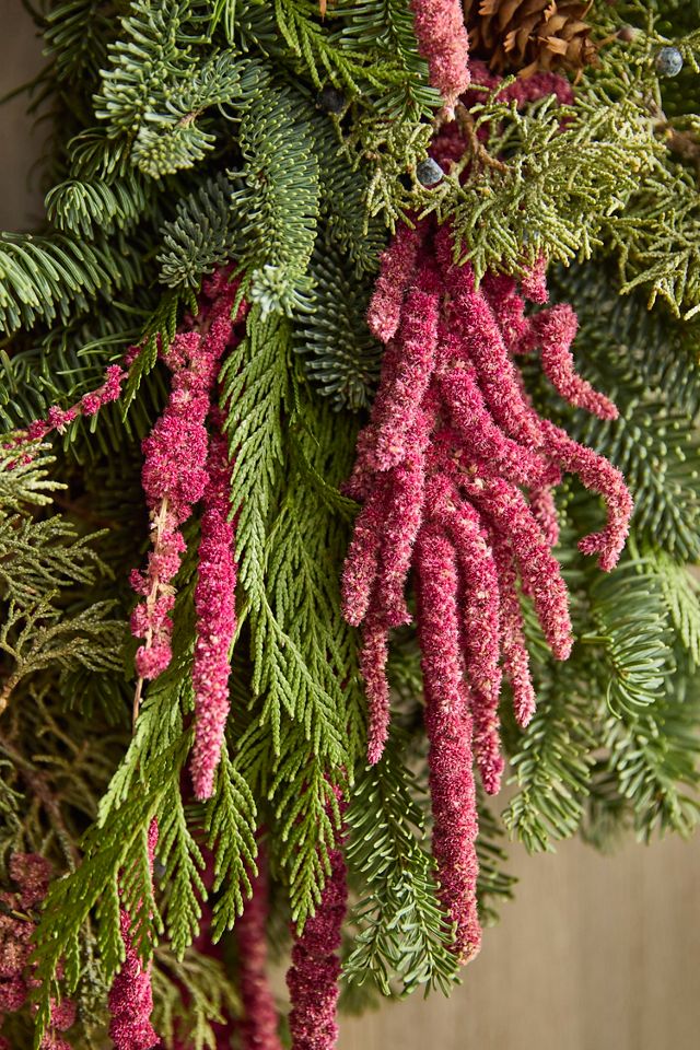 Fresh Evergreen + Amaranth Wreath #1
