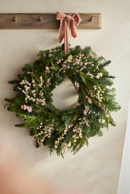 Fresh Evergreen + Larkspur Wreath