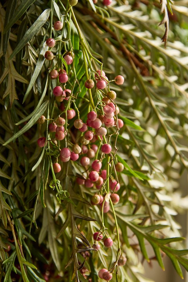 Fresh Grevillea + Pepperberry Wreath #1
