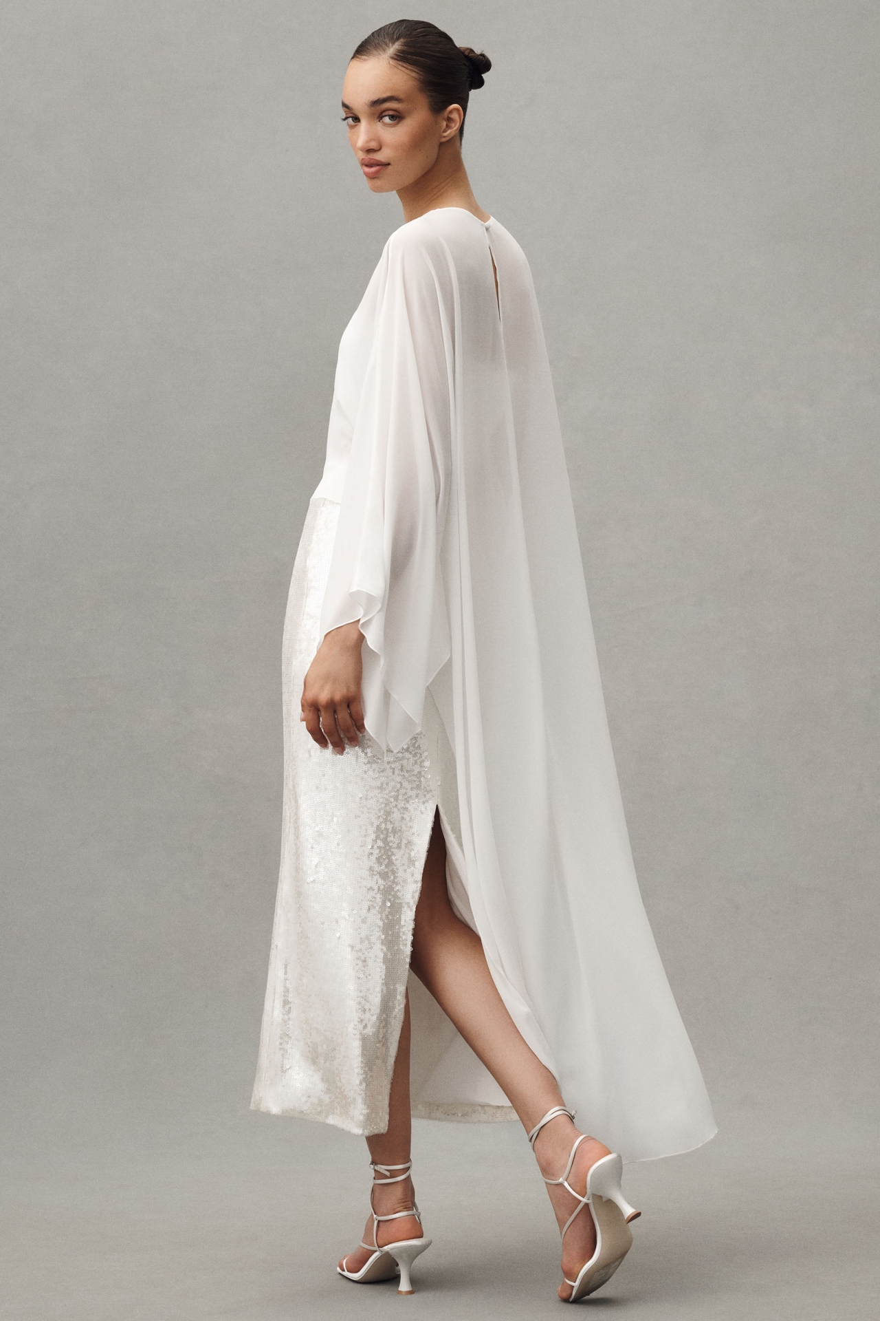 Mare Sheer Cape Sequin Maxi Dress