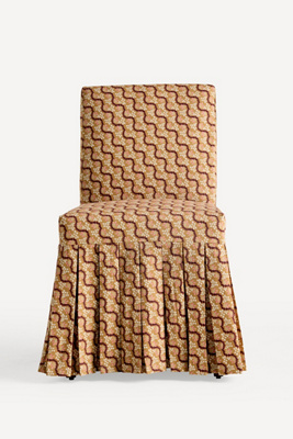 Anthropologie Layla Printed Ruffle Slipcover In Brown