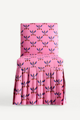 Anthropologie Layla Printed Ruffle Slipcover In Pink