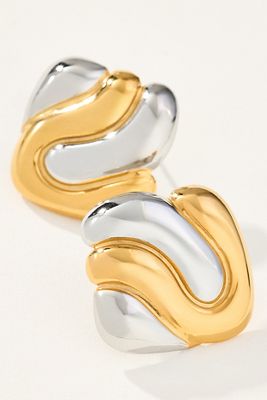 Wavy Mixed Metal Post Earrings