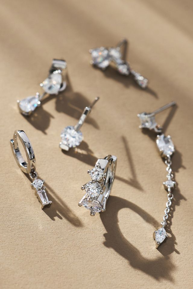 Delicate Crystal Huggie Hoop Earrings, Set of 6 #1