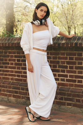 Bridemerch Embroidered Bride Terry Wide-leg Pants
