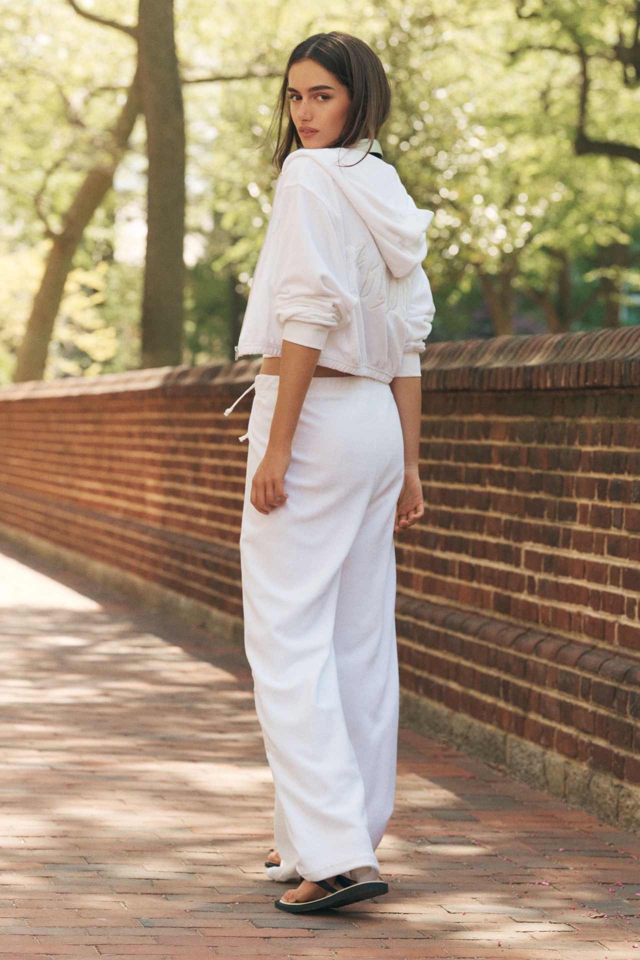 BRIDEMERCH Embroidered Bride Terry Wide-Leg Pants