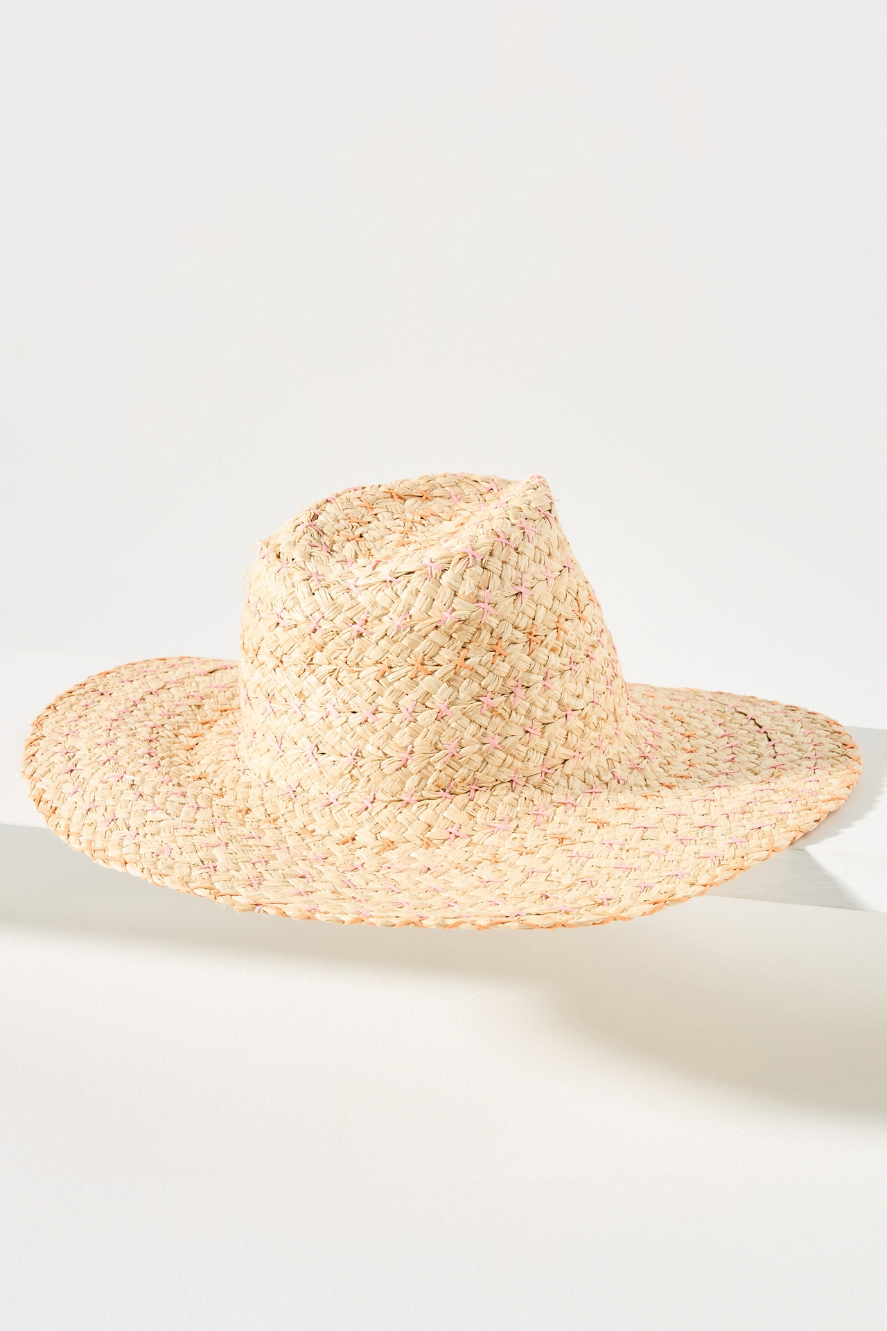 Embroidered Raffia Straw Rancher