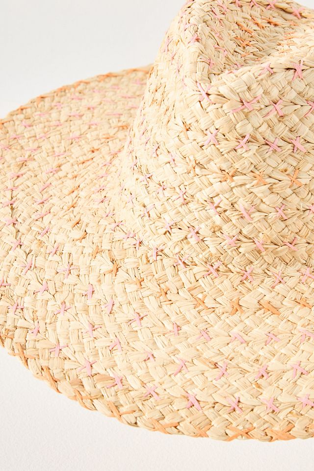 Embroidered Raffia Straw Rancher #2