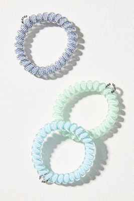 Teleties Large Spring Coil Hair Ties, Set Of 3 In Blue