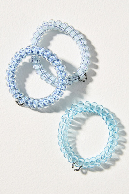 Teleties Large Spring Coil Hair Ties, Set Of 3 In Blue