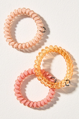 Teleties Large Spring Coil Hair Ties, Set Of 3 In Orange