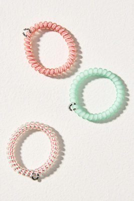 Teleties Small Spring Coil Hair Ties, Set Of 3 In Orange