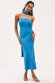 BHLDN Leah Strapless Satin Scarf Midi Slip Dress