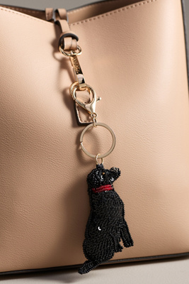 By Anthropologie Beaded Dog Bag Charm In Black