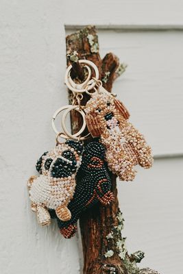 FRAMeWORK　BALMYDAYS MOTEL CHARM POACH Floral Acrylic Initial Bag Charm and Keychains