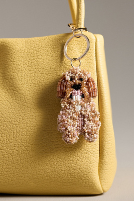 By Anthropologie Beaded Dog Bag Charm In Sand