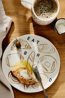Phthalo Ruth Stoneware Eat Bread Dessert Plate