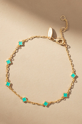 By Anthropologie Clover Chain Wrap Bracelet In Green