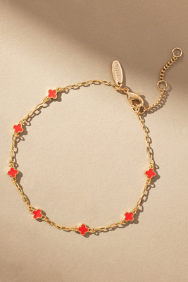 By Anthropologie Clover Chain Wrap Bracelet In Red