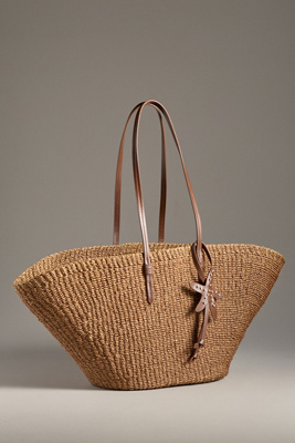 Poolside The East West Raffia Charm Tote