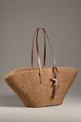 POOLSIDE The East West Raffia Charm Tote