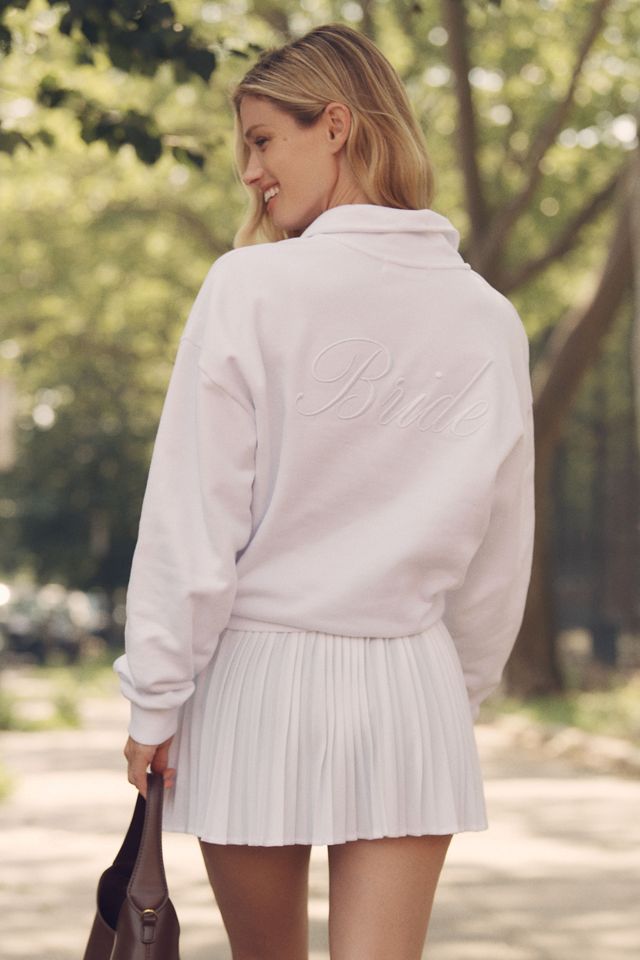 By Anthropologie Weddings Bride Embroidered Quarter-Zip Pullover #2
