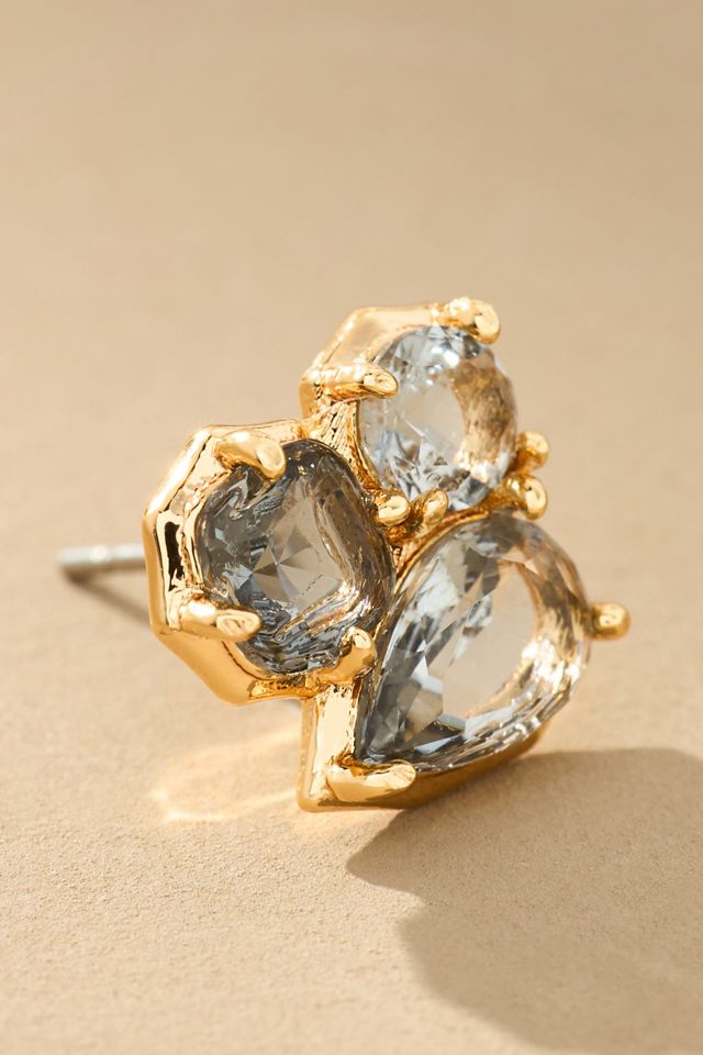 Clustered Stone Post Earrings #1