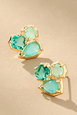 By Anthropologie Clustered Stone Post Earrings In Blue