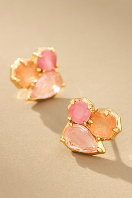 By Anthropologie Clustered Stone Post Earrings In Pink