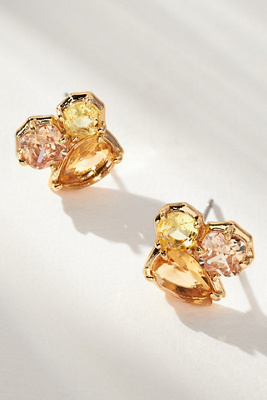 By Anthropologie Clustered Stone Post Earrings In Yellow