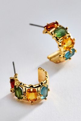 Crystal Baguette Huggie Hoop Earrings