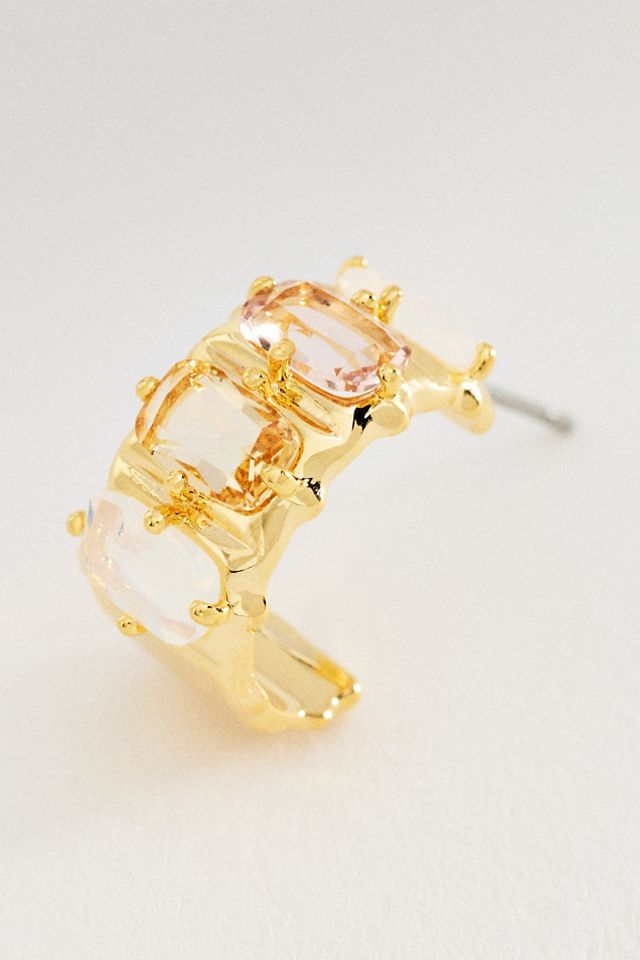 Crystal Baguette Huggie Hoop Earrings #1