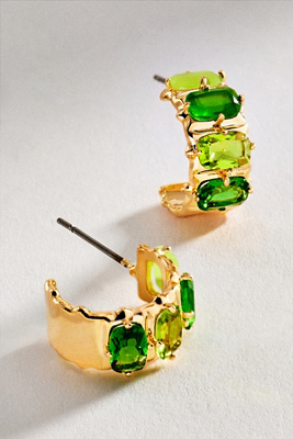Crystal Baguette Huggie Hoop Earrings