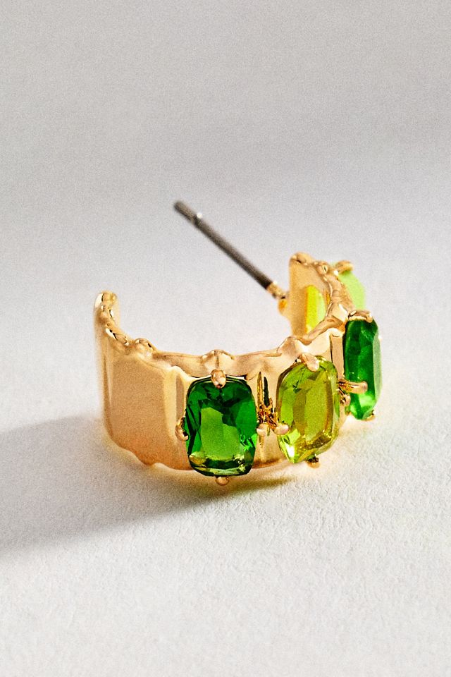 Crystal Baguette Huggie Hoop Earrings #1