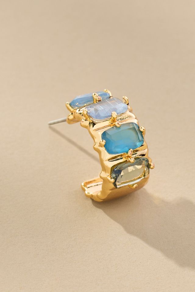 Crystal Baguette Huggie Hoop Earrings