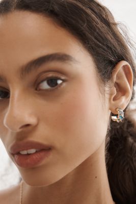 Crystal Baguette Huggie Hoop Earrings