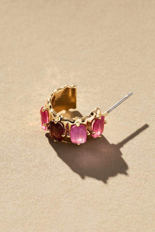 Crystal Baguette Creolen Ohrringe #1
