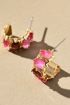 Boucles d'oreilles créoles à baguette en cristal